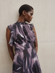 Religion Purple High Low Eclipse Maxi Dress with Ruffle Sleeve - Image 2 of 7