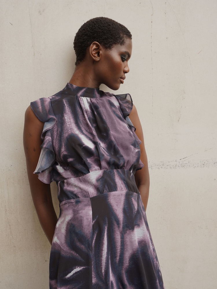 Religion Purple High Low Eclipse Maxi Dress with Ruffle Sleeve - Image 2 of 7 Religion Purple High Low Eclipse Maxi Dress with Ruffle Sleeve - Image 2 of 7