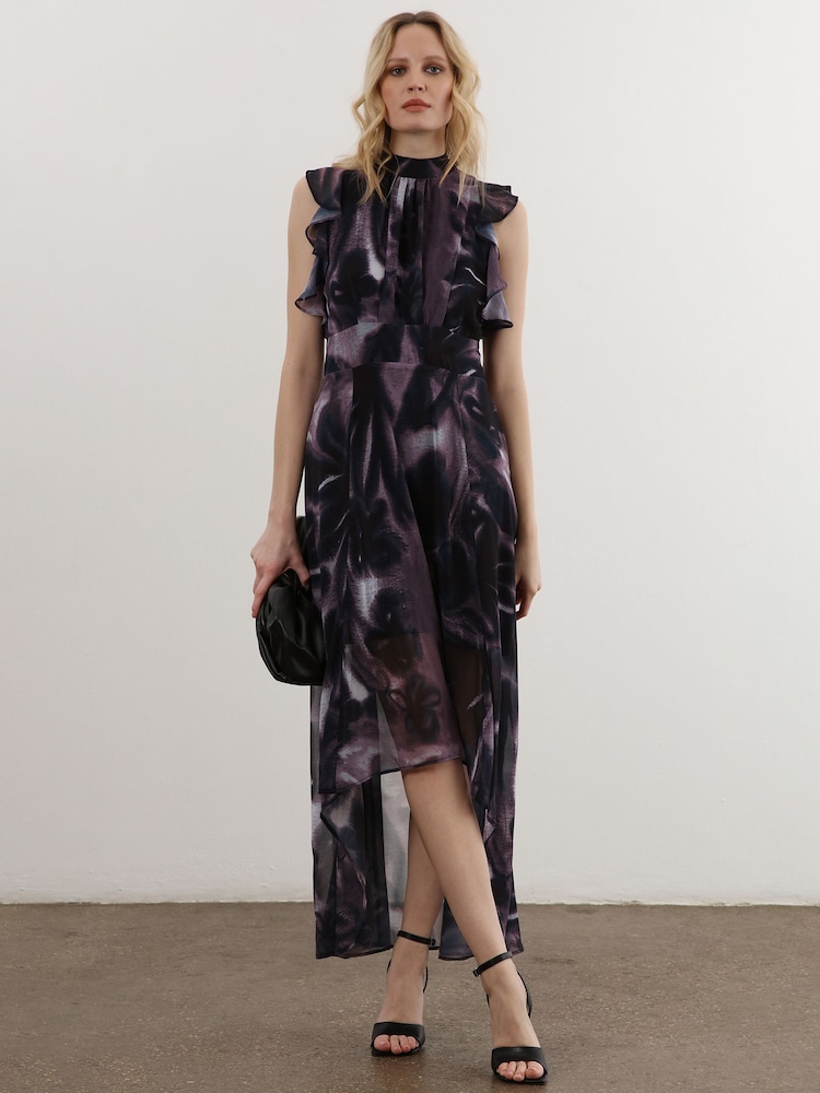 Religion Purple High Low Eclipse Maxi Dress with Ruffle Sleeve - Image 3 of 7