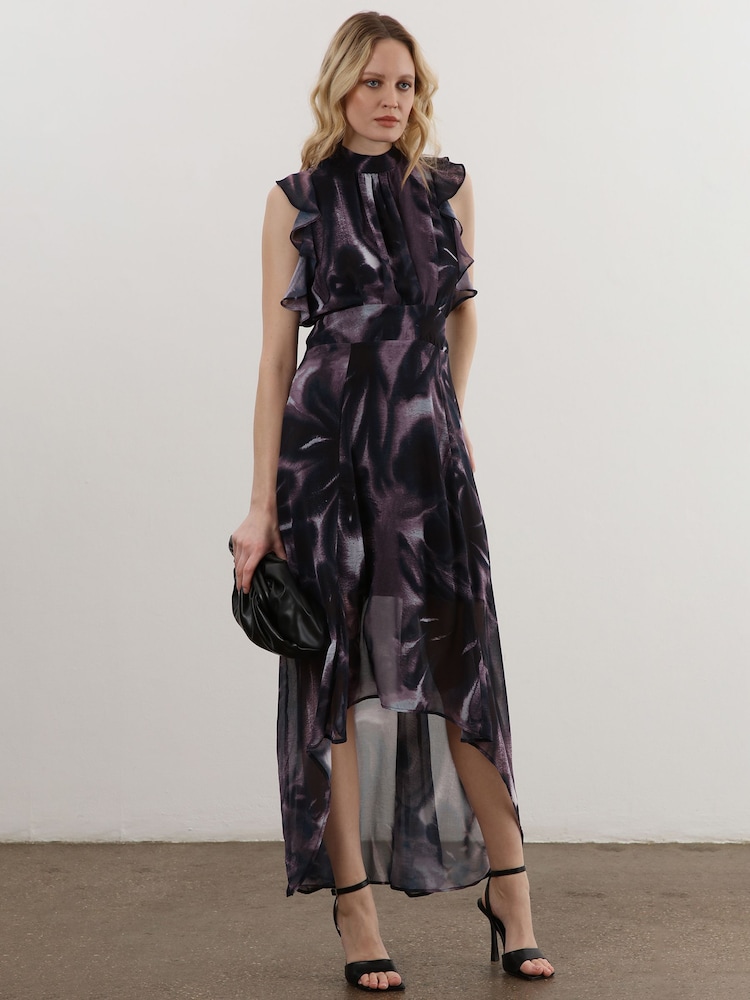 Religion Purple High Low Eclipse Maxi Dress with Ruffle Sleeve - Image 5 of 7