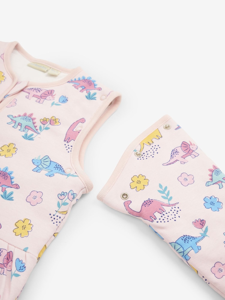 JoJo Maman Bébé Pink Dino 2.5 Tog Travel Toddler Sleeping Bag - Image 3 of 3