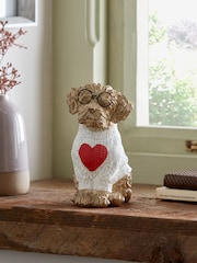 Natural Charlie the Cockapoo Dog Ornament with Heart Jumper - Image 1 of 4