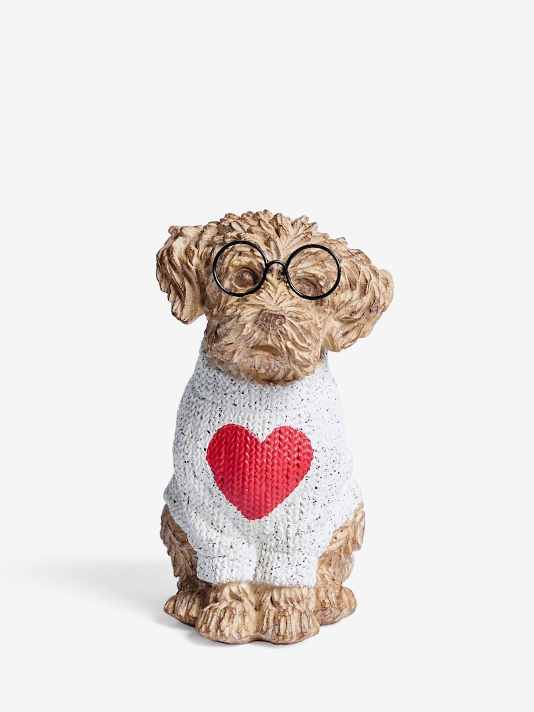 Natural Charlie the Cockapoo Dog Ornament with Heart Jumper - Image 2 of 4