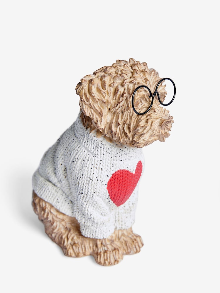 Natural Charlie the Cockapoo Dog Ornament with Heart Jumper - Image 4 of 4