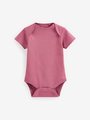 Pink 5 Pack Short Sleeve Baby Bodysuits - Image 3 of 11