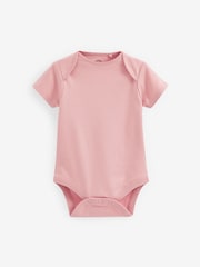 Pink 5 Pack Short Sleeve Baby Bodysuits - Image 7 of 11