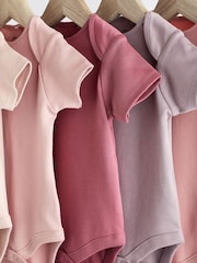 Pink 5 Pack Short Sleeve Baby Bodysuits - Image 8 of 11