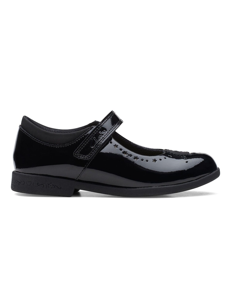 Clarks Black Multi Fit Patent Magic Step Bar Shoes - Image 1 of 7