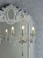 Laura Ashley Cream Margo 3 Painted Crystal Chandelier Ceiling Light - Image 1 of 3