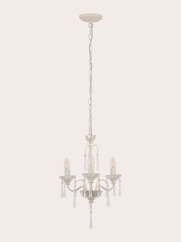 Laura Ashley Cream Margo 3 Painted Crystal Chandelier Ceiling Light - Image 2 of 3