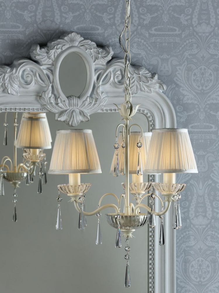 Laura Ashley Cream Margo 3 Painted Crystal Chandelier Ceiling Light - Image 3 of 3