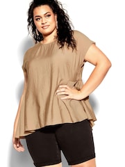 City Chic Yellow Back Frill Hi-Lo Top - Image 1 of 5