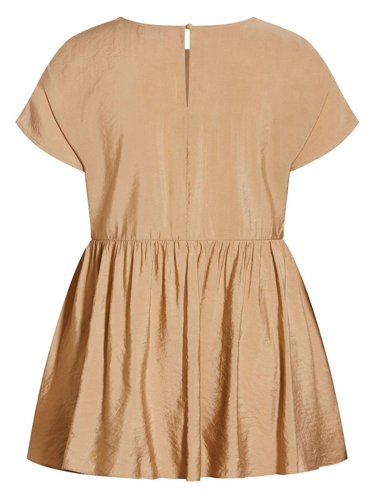 City Chic Yellow Back Frill Hi-Lo Top - Image 5 of 5