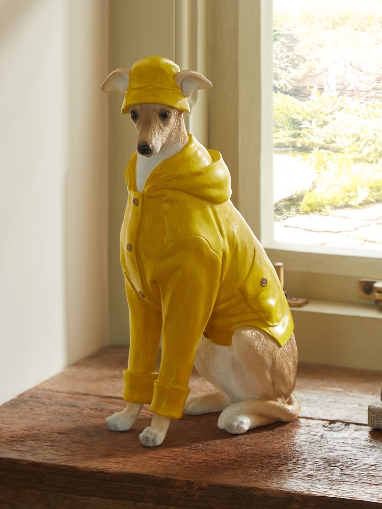 Natural Willow the Whippet in Raincoat Dog Ornament - Image 1 of 4
