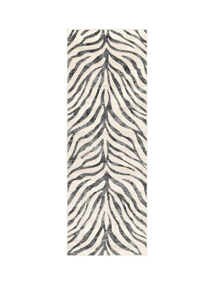 LIVABLISS Grey City Animal Print Zebra Boho Runner - Image 6 of 6 LIVABLISS Grey City Animal Print Zebra Boho Runner - Image 6 of 6