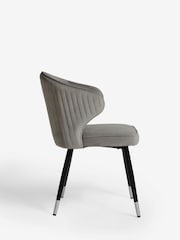 Set of 2 Soft Velvet Mid Grey Piano Arm Dining Chairs - Image 4 of 8