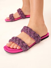 Pink Forever Comfort® Jewelled Braided Sandals - Image 2 of 7