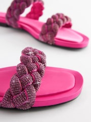 Pink Forever Comfort® Jewelled Braided Sandals - Image 6 of 7