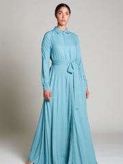 Aab Blue Shirted Maxi Dress - Image 1 of 4
