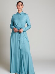 Aab Blue Shirted Maxi Dress - Image 3 of 4