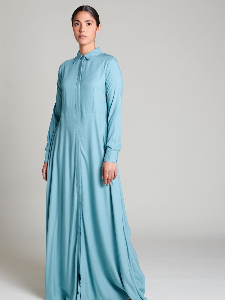 Aab Blue Shirted Maxi Dress - Image 4 of 4