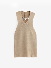 Gold Rochelle Humes Sparkle Racer Knit Vest - Image 1 of 4