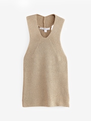 Gold Rochelle Humes Sparkle Racer Knit Vest - Image 4 of 4