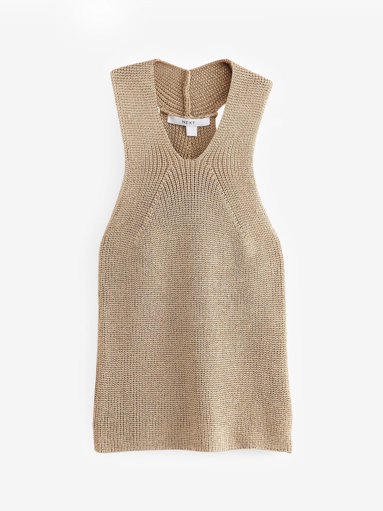 Gold Rochelle Humes Sparkle Racer Knit Vest - Image 4 of 4