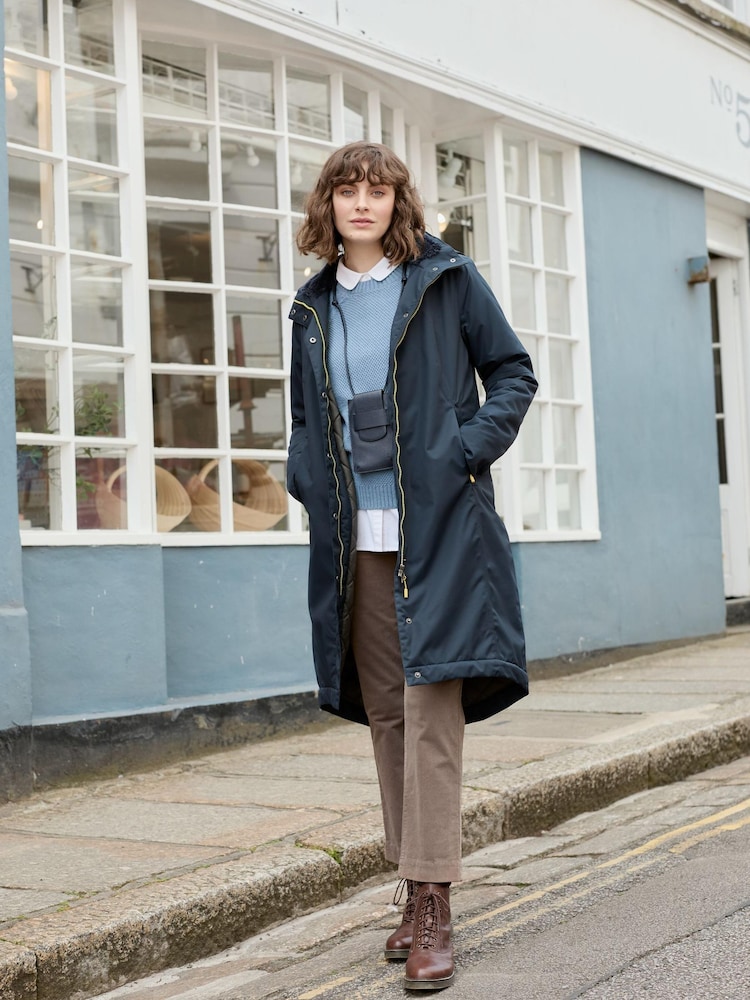 Seasalt Cornwall Navy Blue Petite Waterproof Janelle Coat - Image 2 of 10