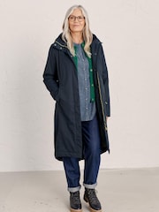 Seasalt Cornwall Navy Blue Petite Waterproof Janelle Coat - Image 8 of 10