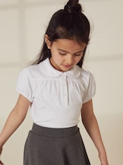 White Cotton Stretch Pretty Collar School Jersey Top (3-14yrs) - Image 1 of 5
