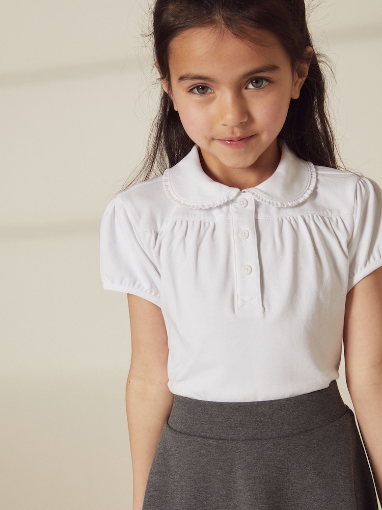 White Cotton Stretch Pretty Collar School Jersey Top (3-14yrs) - Image 3 of 5