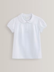 White Cotton Stretch Pretty Collar School Jersey Top (3-14yrs) - Image 4 of 5