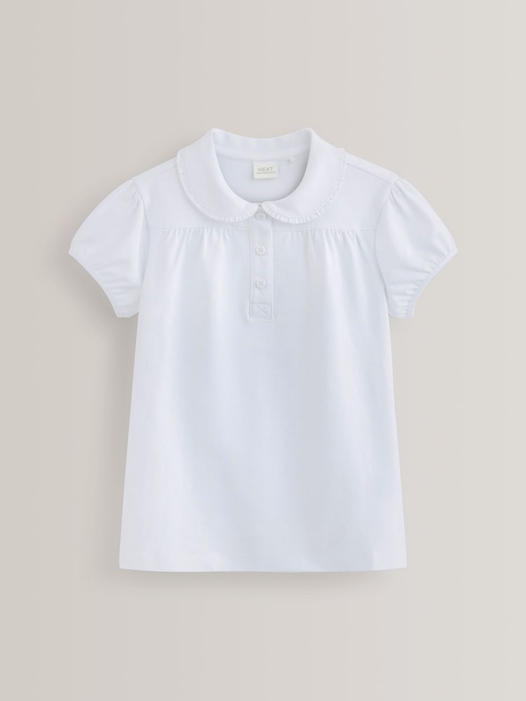 White Cotton Stretch Pretty Collar School Jersey Top (3-14yrs) - Image 4 of 5