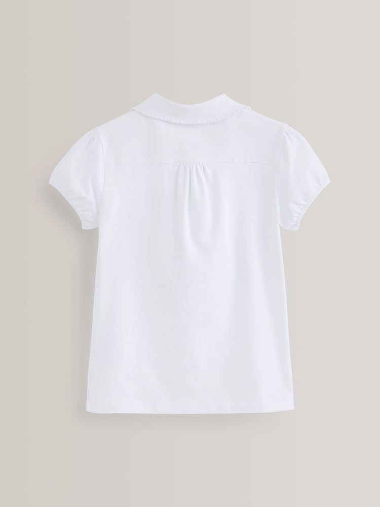 White Cotton Stretch Pretty Collar School Jersey Top (3-14yrs) - Image 5 of 5