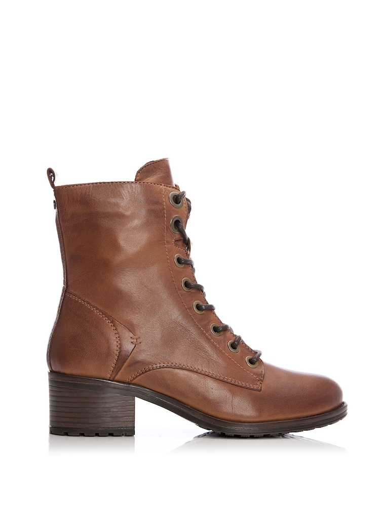 Бежевый - Moda in Pelle BEZZIE LACE UP LEATHER ANKLE BOOT - Image 1 of 5