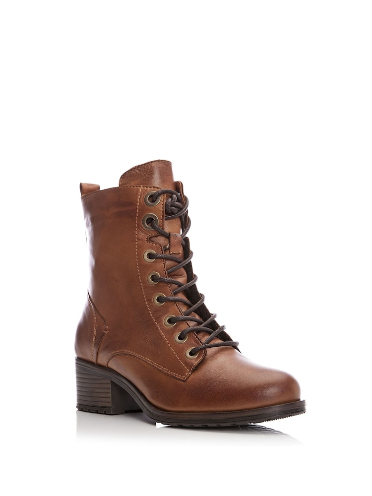 Бежевый - Moda in Pelle BEZZIE LACE UP LEATHER ANKLE BOOT - Image 2 of 5