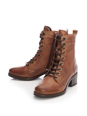 Бежевый - Moda in Pelle BEZZIE LACE UP LEATHER ANKLE BOOT - Image 4 of 5