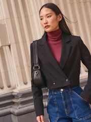 Black Cropped Tailored Jacket - Image 1 of 5