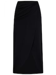 Pour Moi Black Cleo Jersey Wrap Midi Skirt - Image 4 of 4