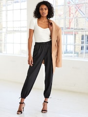 Black Jersey Parachute Cargo Trousers - Image 2 of 5