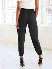 Black Jersey Parachute Cargo Trousers - Image 3 of 5