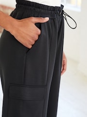 Black Jersey Parachute Cargo Trousers - Image 4 of 5
