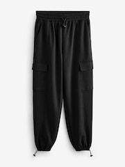Black Jersey Parachute Cargo Trousers - Image 5 of 5