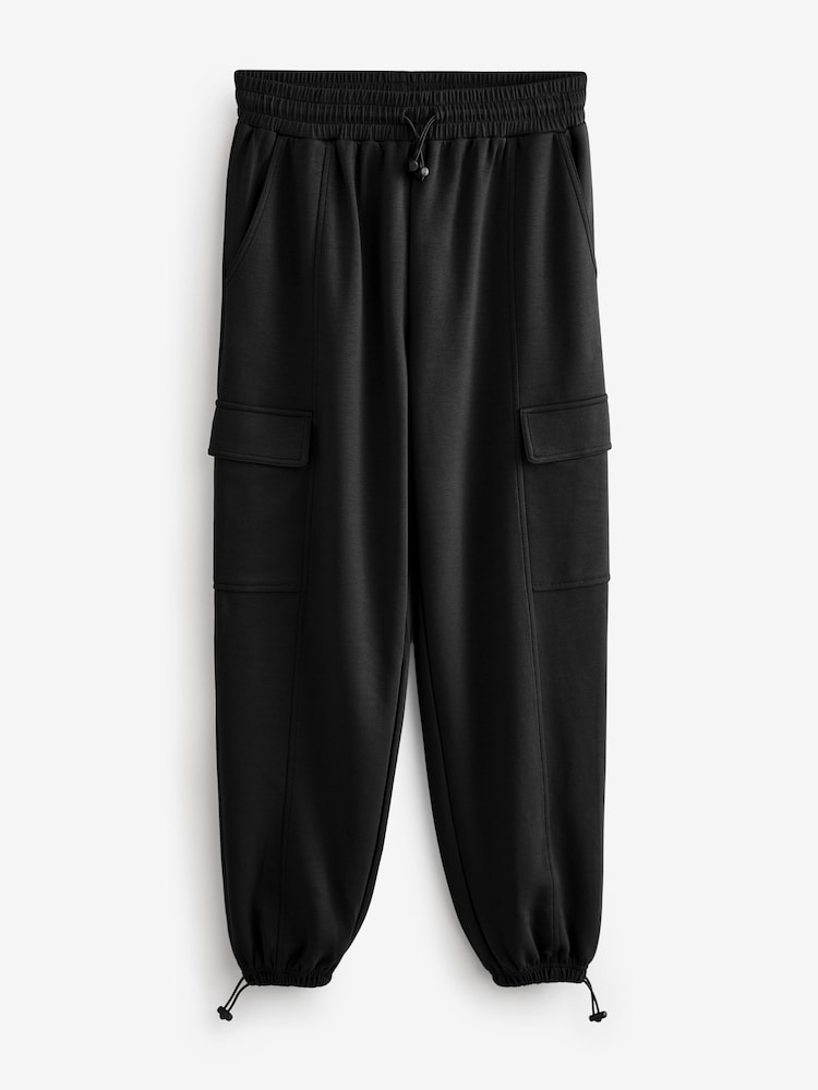 Black Jersey Parachute Cargo Trousers - Image 5 of 5