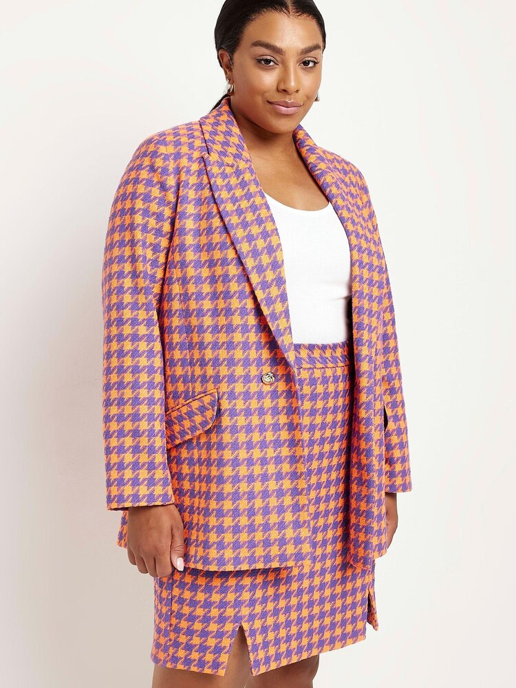 River Island Plus Orange Boucle Blazer - Image 1 of 5