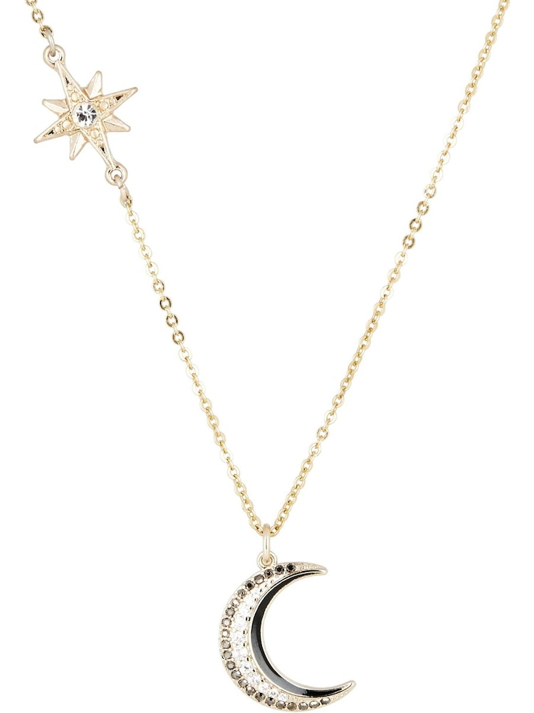 Oliver Bonas Gold Tone Celeste Star And Moon Chain Pendant Necklace - Image 2 of 5