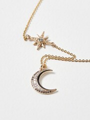 Oliver Bonas Gold Tone Celeste Star And Moon Chain Pendant Necklace - Image 3 of 5