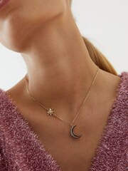 Oliver Bonas Gold Tone Celeste Star And Moon Chain Pendant Necklace - Image 5 of 5