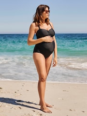 JoJo Maman Bébé Black Stripe Maternity Swimsuit - Image 1 of 4